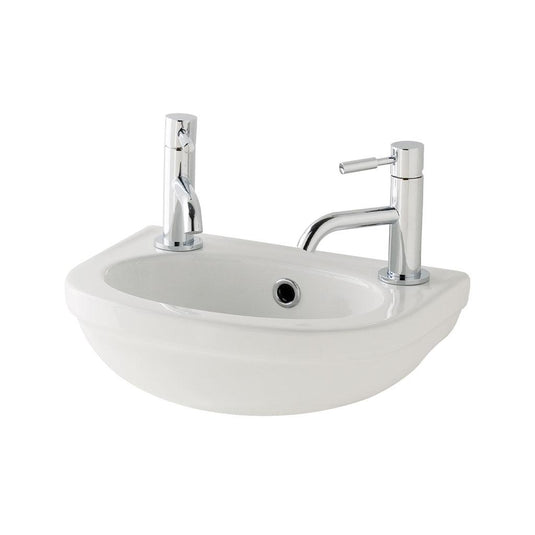 Eastbrook Dura 450mm Cloakroom Basin 2TH (inc fixings) White | 26.0012