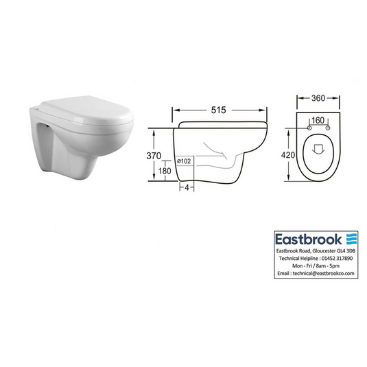 Eastbrook Dura Wall Hung Eco Vortex Pan White | 26.0197