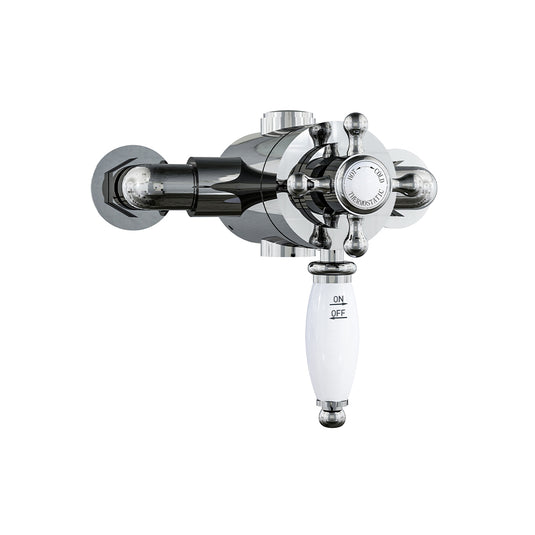 Eastbrook Exposed Traditional Thermostatic Shower Valve with Ball Handles White/Chrome | 68.0049