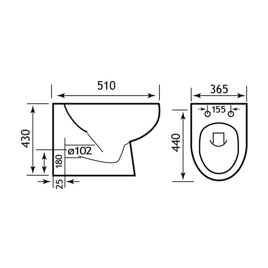 Eastbrook Farringdon Back To Wall Pan White | 26.0058