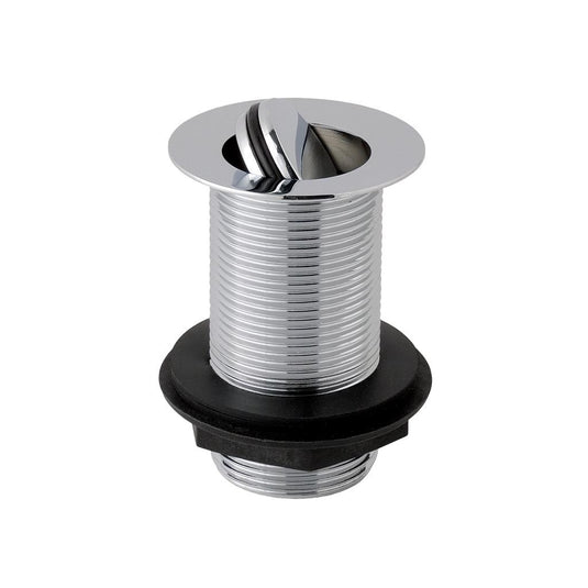 Chrome slotted basin waste with threaded body and rubber gasket, bathroom sink fitting