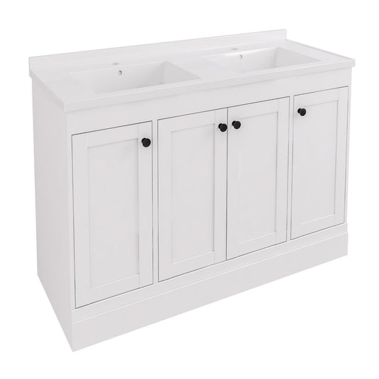 Eastbrook Hardwick 1200mm Straight Double Bowl Floorstanding Vanity Unit Matt White | 36.2051