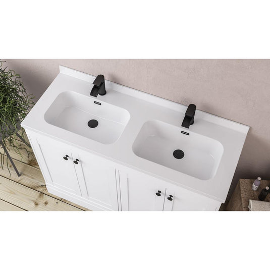Eastbrook Hardwick 1200mm Straight Double Bowl Floorstanding Vanity Unit Matt White | 36.2051