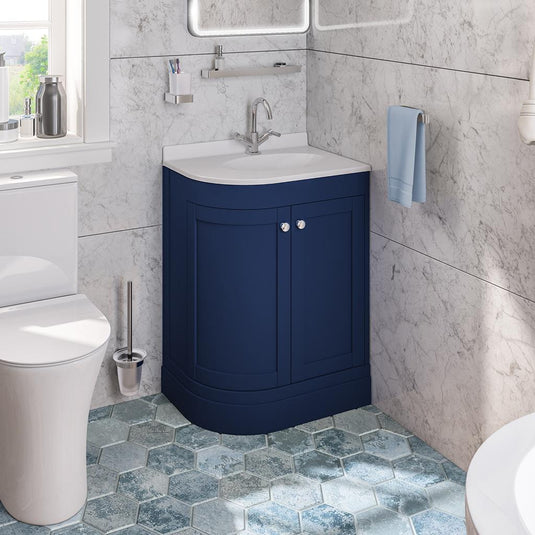 Eastbrook Hardwick 600mm Corner Vanity Unit (LH) Matt Cobalt Blue | 36.0065