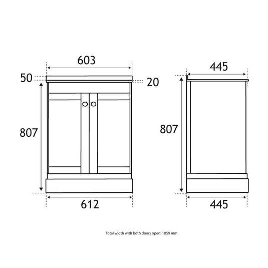 Eastbrook Hardwick 600mm Traditional Vanity Unit Matt Cobalt Blue | 36.0064