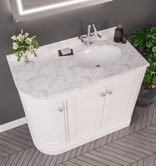 Eastbrook Hardwick 900mm Quartz Corner Basin (RH) White | 36.4006