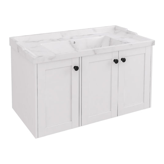 Eastbrook Hardwick 900mm Straight Wall Hung Vanity Unit Matt White | 36.2059