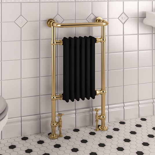 Eastbrook Isbourne Traditional 940 x 507mm Towel Radiator Brushed Brass/Matt Black | 41.1030