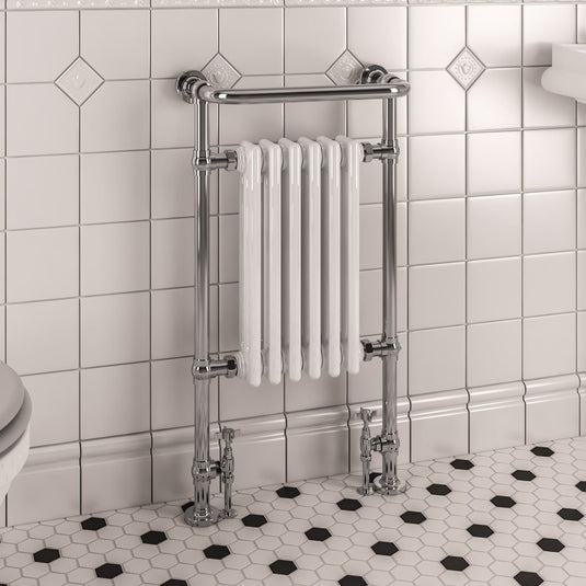 Eastbrook Isbourne Traditional 940 x 507mm Towel Radiator Chrome / Gloss White | 41.0806