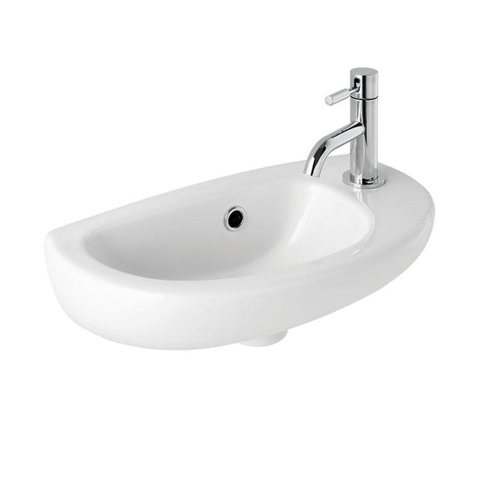 Eastbrook Kompact 419 x 216mm Cloakroom Basin 1TH (RH) White | 27.0381