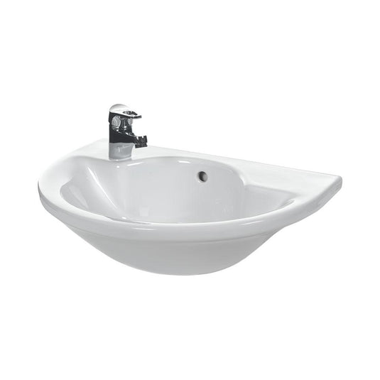 Eastbrook Kompact 560mm Reduced Depth Semi Recessed Basin 1TH (LH) White | 27.0361