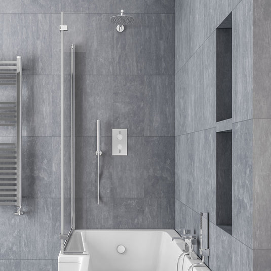 Eastbrook L-Shaped Bath Screen 1400x835mm Left Hand Chrome | 49.2007