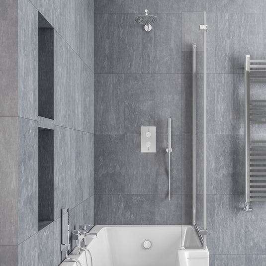 Eastbrook L-Shaped Bath Screen 1400x835mm Right Hand Chrome | 49.2008