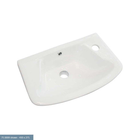 Eastbrook Loire 360mm x 250mm (RH) Ceramic Cloakroom Basin with Overflow (1TH) White | 75.0008