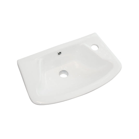 Eastbrook Loire 460mm x 270mm (RH) Ceramic Cloakroom Basin with Overflow (1TH) White | 75.0009