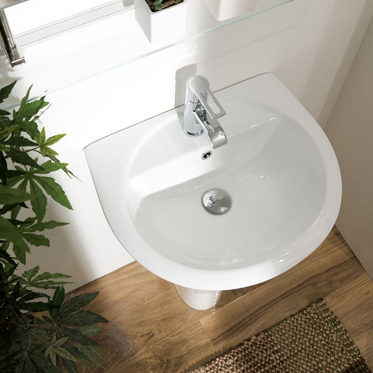 Eastbrook Loire 530mm Ceramic Basin with Overflow (1TH) White | 75.0003