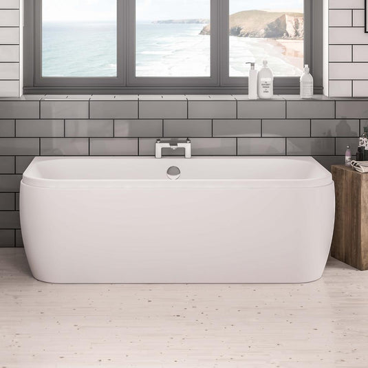 Eastbrook Malin D‑Shape Back To Wall 1700 x 800mm (5mm) Bath White | 42.0241