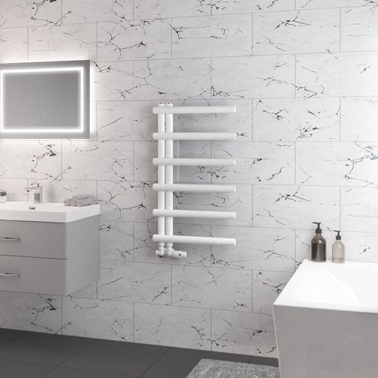Eastbrook Marlow E-Style 850 x 500mm Towel Rail Matt White | 89.0807