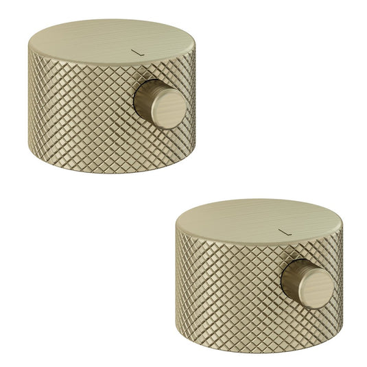 Eastbrook Meriden Full Knurling Tap Handles Wall Mounted 3 Tap Hole Basin Bath Mixer Pair Brushed Brass | 98.2053