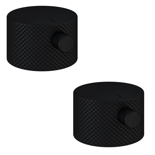 Eastbrook Meriden Full Knurling Tap Handles Wall Mounted 3 Tap Hole Basin Bath Mixer Pair Matt Black | 98.2052