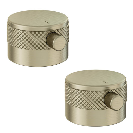 Eastbrook Meriden Half Knurling Tap Handles Wall Mounted 3 Tap Hole Basin Bath Mixer Pair Brushed Brass | 98.2056