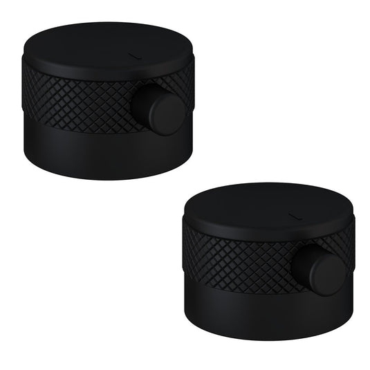 Eastbrook Meriden Half Knurling Tap Handles Wall Mounted 3 Tap Hole Basin Bath Mixer Pair Matt Black | 98.2055
