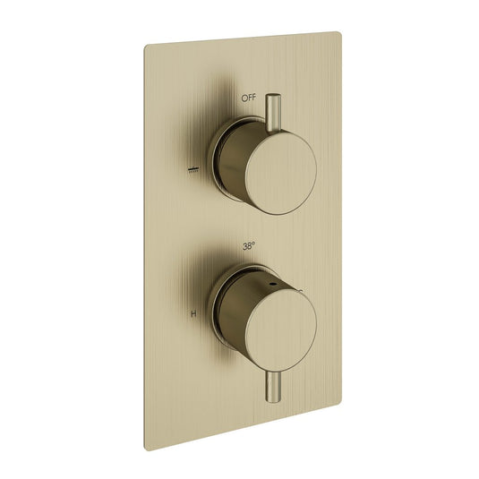 Eastbrook Meriden Twin Thermostatic Concealed Shower Valve Brushed Brass | 98.2073
