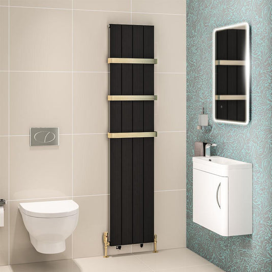 Eastbrook Mersey 1800 x 375mm Aluminium Radiator Matt Black | 41.0460