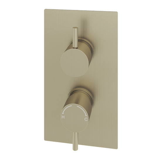 Eastbrook Modern Round Thermostatic Two-Way Concealed Shower Valve Brushed Brass | 60.1023