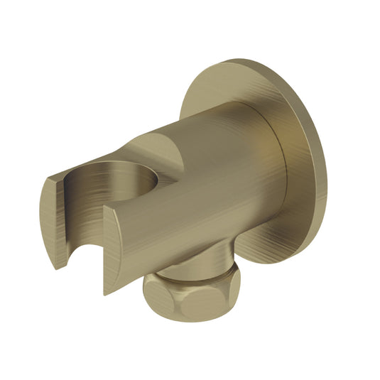 Eastbrook Modern Round Wall Elbow & Shower Handset Holder Brushed Brass | 60.1025