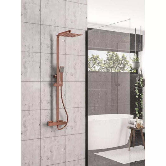Eastbrook Modern Square Thermostatic Shower Pole Brushed Bronze | 60.2014 - Envy Bathrooms Ltd