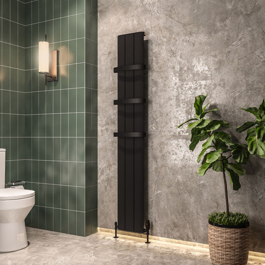Eastbrook Peretti 1800 x 375mm Aluminium Radiator Matt Black | 86.0055