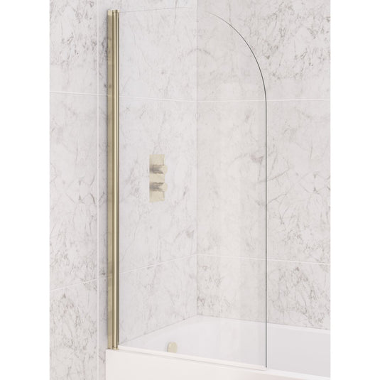 Eastbrook Radius Bath Screen 1400x800mm 6mm Brushed Brass | 49.0111