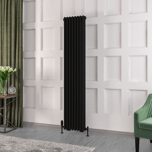 Eastbrook Rivassa 3 Column Radiator 1800 x 383mm – Matt Black | 81.0235