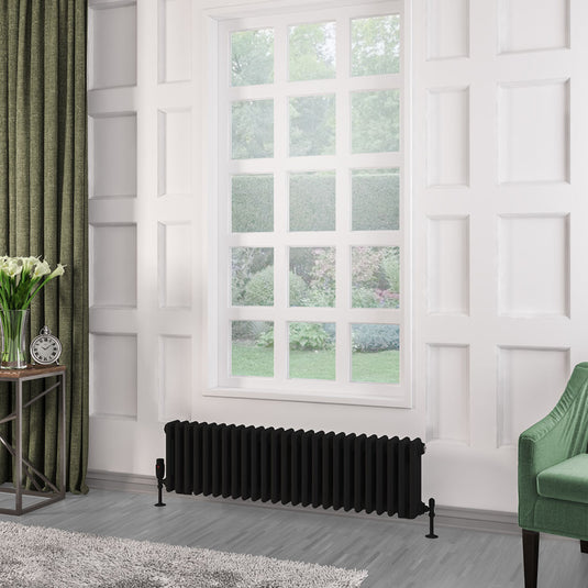 Eastbrook Rivassa 3 Column Radiator 300 x 1148mm Matt Black | 81.0223