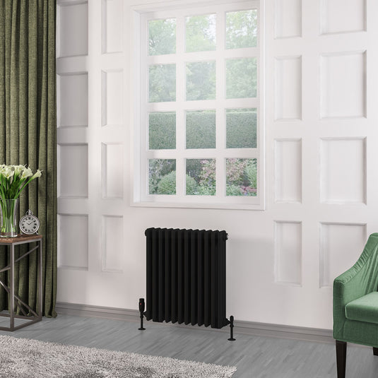 Eastbrook Rivassa 3 Column Radiator 600 x 563mm – Matt Black | 81.0228