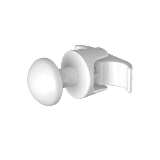 White plastic shower curtain hook clip with round knob design
