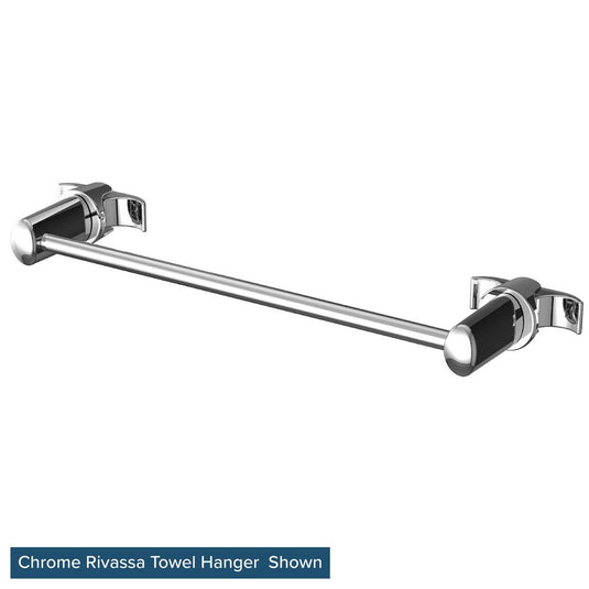 chrome wall-mounted towel rail with modern round brackets