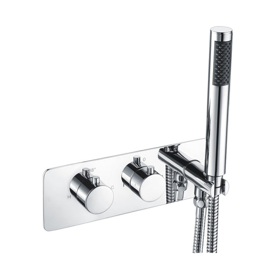 Eastbrook Round Horizontal Thermostatic Shower Valve with Shower Handset Hose & Holder Chrome | 93.0028
