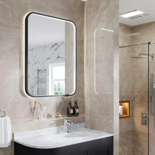 Eastbrook Sanremo Rectangle 600x800mm LED Bathroom Mirror Matt Black | 40.1082 - Envy Bathrooms Ltd