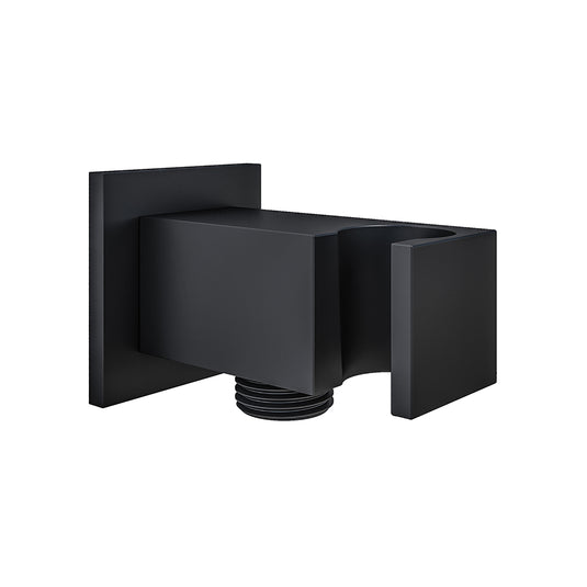 Eastbrook Square Outlet Elbow with Shower Holder Smooth Black | 93.0105