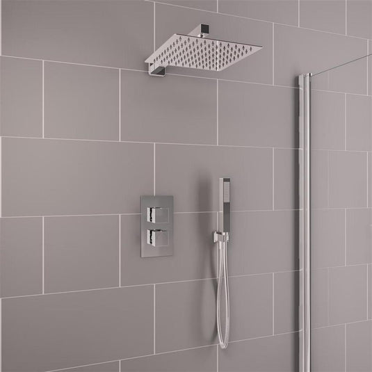 Eastbrook Square Thermostatic Shower Bundle with Shower Head, Valve & Handset - Chrome - BND017 - Envy Bathrooms Ltd