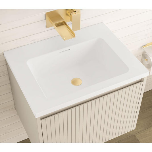 Eastbrook Stockton 600mm Fluted 1 Drawer Wall Hung Vanity Unit Cashmere | 37.2063