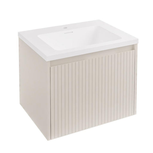 Eastbrook Stockton 600mm Fluted 1 Drawer Wall Hung Vanity Unit Cashmere | 37.2063
