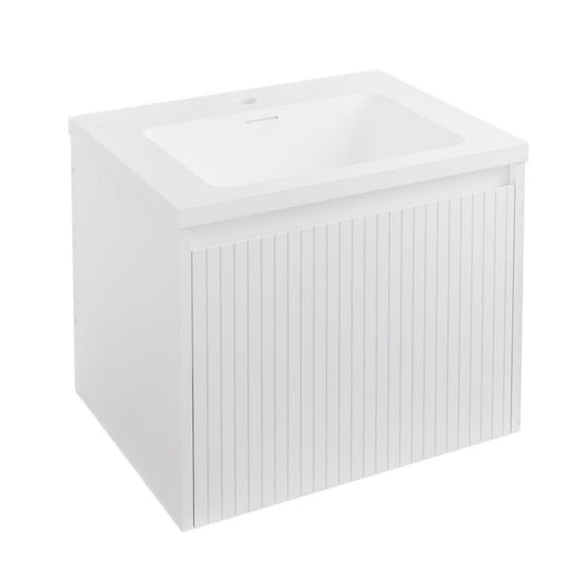 Eastbrook Stockton 600mm Fluted 1 Drawer Wall Hung Vanity Unit High Gloss White | 37.2062