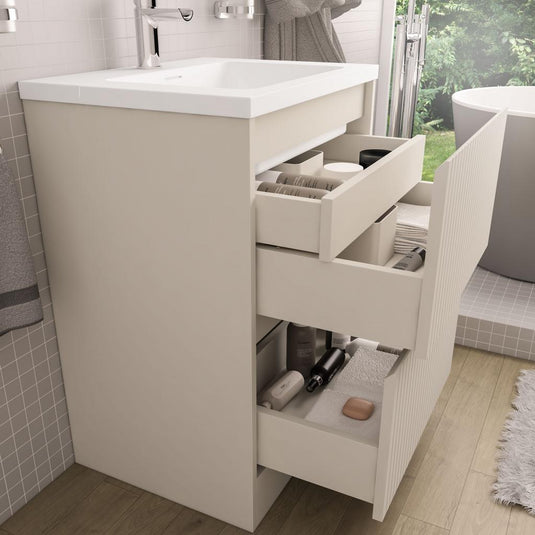 Eastbrook Stockton 600mm Fluted Drawer Base Vanity Unit Cashmere | 37.2067