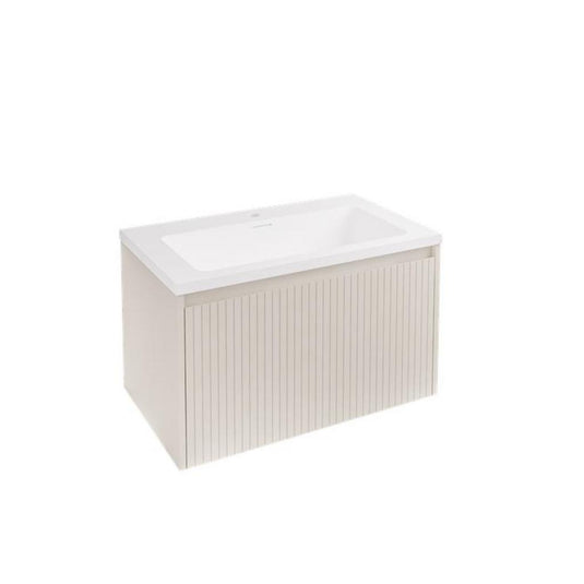 Eastbrook Stockton 800mm Fluted 1 Drawer Wall Hung Vanity Unit Cashmere | 37.2065