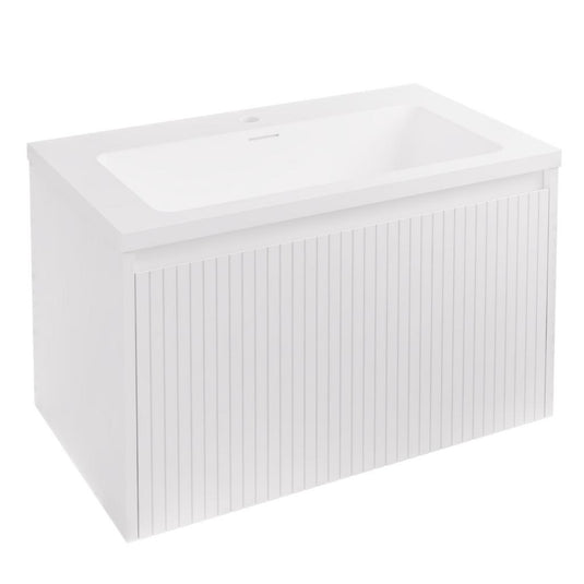Eastbrook Stockton 800mm Fluted 1 Drawer Wall Hung Vanity Unit High Gloss White | 37.2064