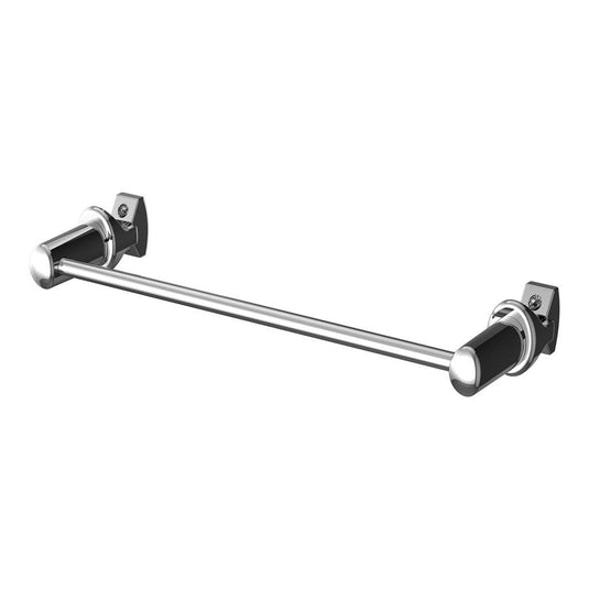 Chrome wall-mounted towel rail with modern round end brackets for bathrooms