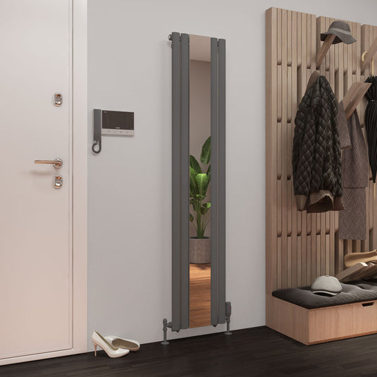 Eastbrook Tunstall Mirror Radiator 1800 x 380mm Matt Anthracite | 81.0168